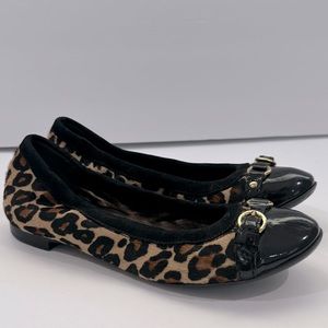 Leopard Print Flats with Black Patent Accents